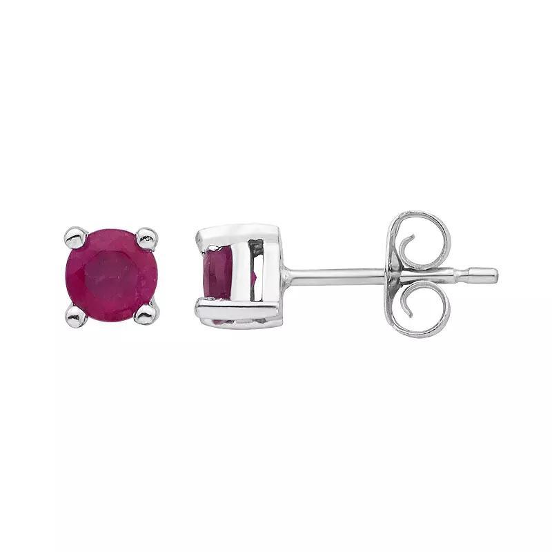 14k Gold Ruby Stud Earrings, Womens, White Product Image