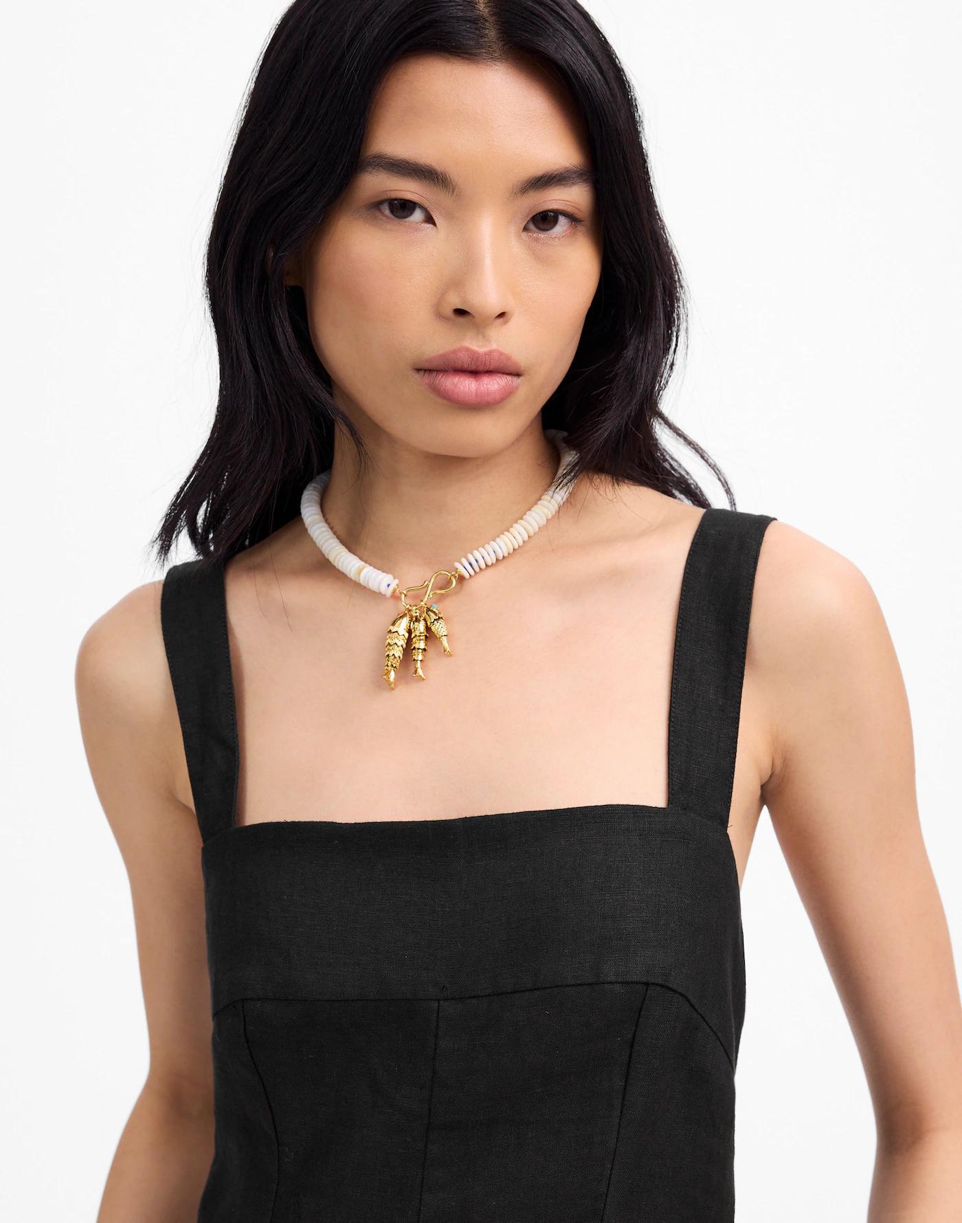 Squareneck Wide-Leg Jumpsuit in 100% Linen Product Image