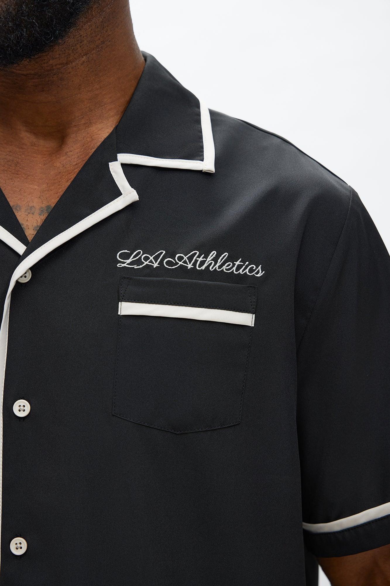 Regular Fit LA Athletics Button Up Shirt - Black Product Image