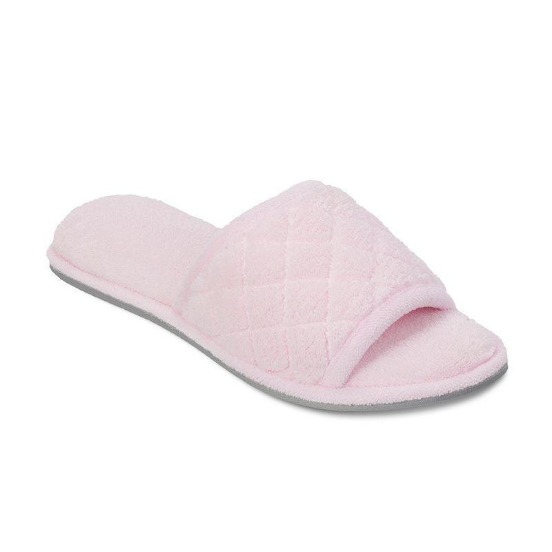 Dearfoams Microfiber Terry Quilted Womens Slide Slippers White Product Image