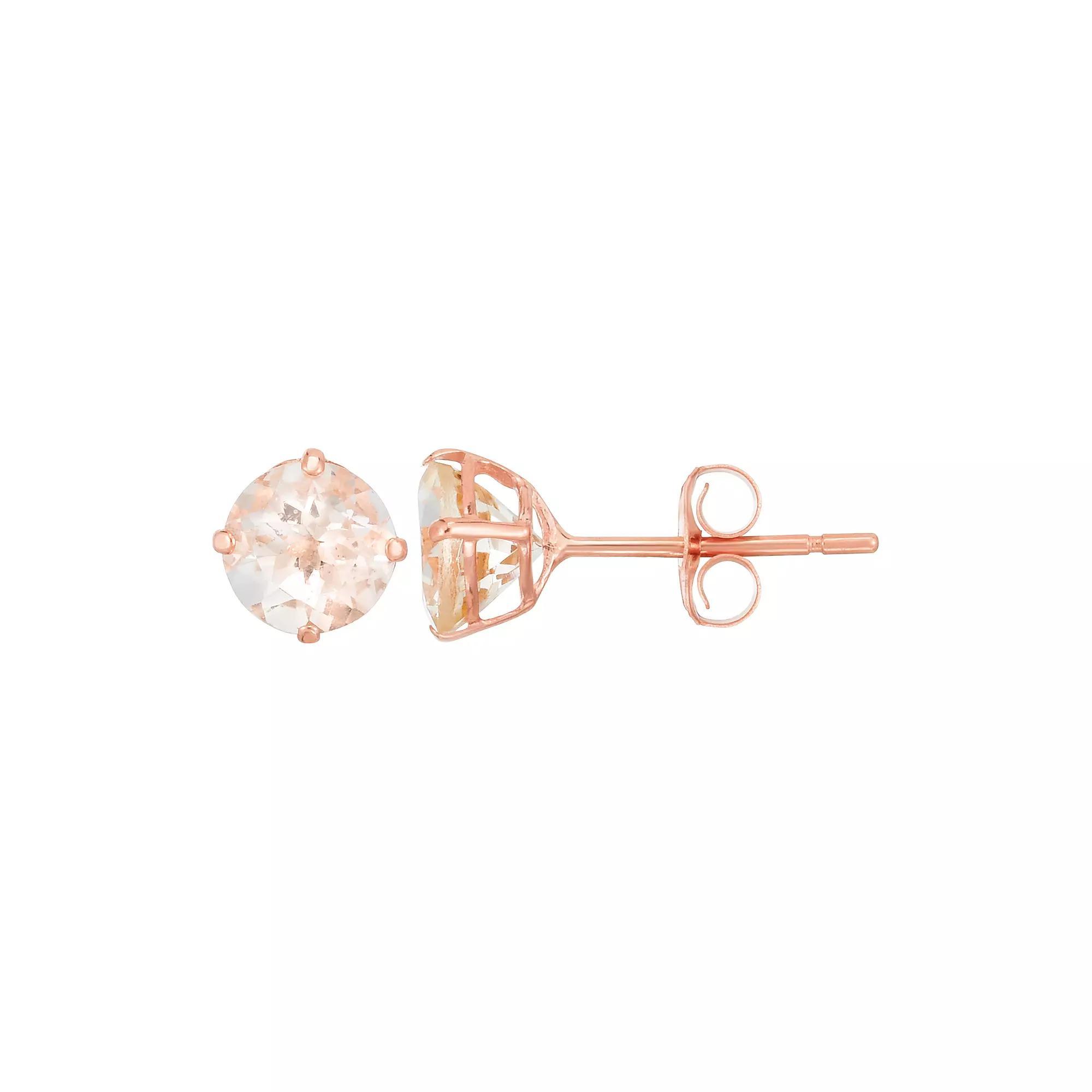 14k Rose Gold Morganite Stud Earrings, Women's, 14k Pink Product Image