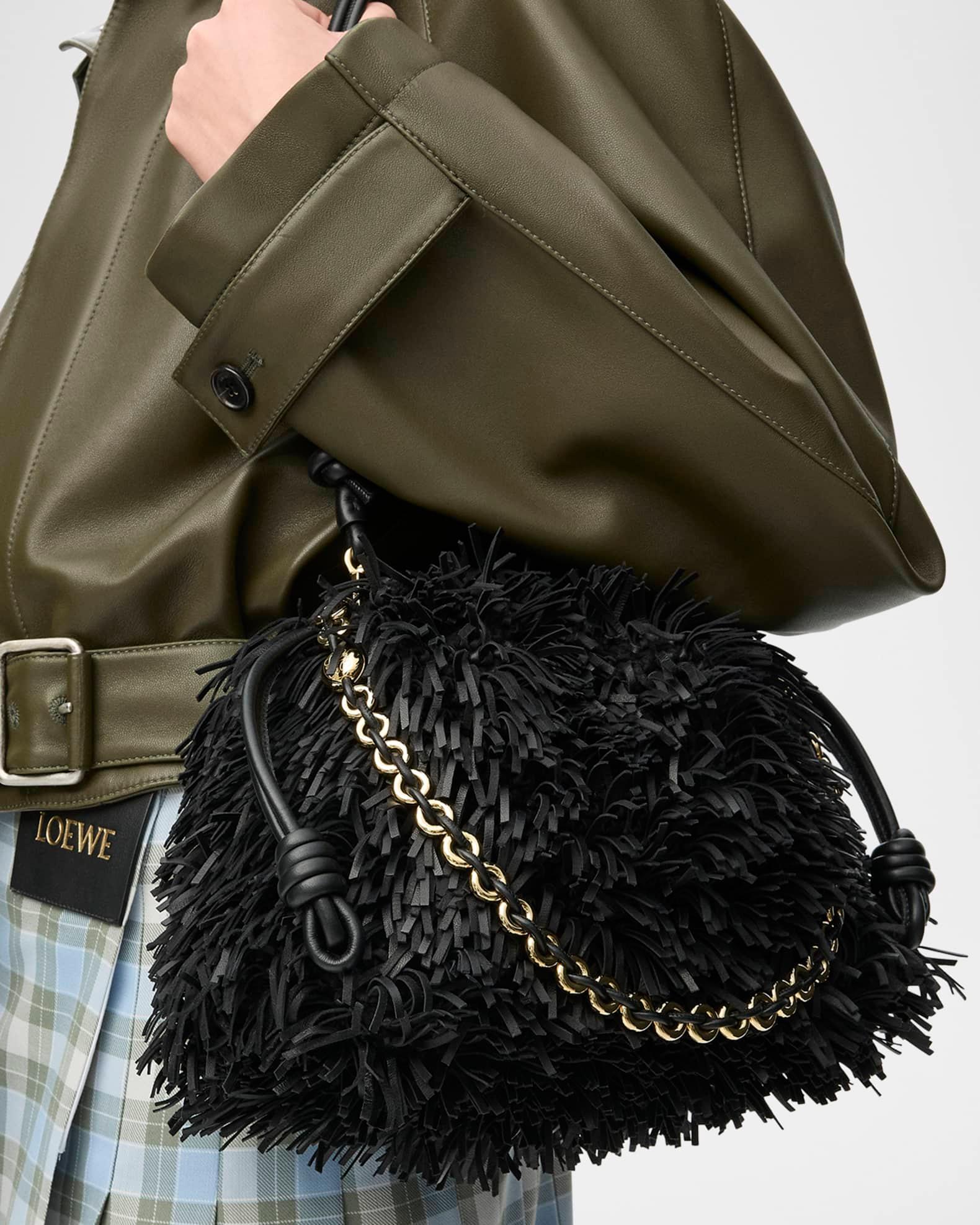 Flamenco Medium Clutch Bag in Fringed Leather Product Image