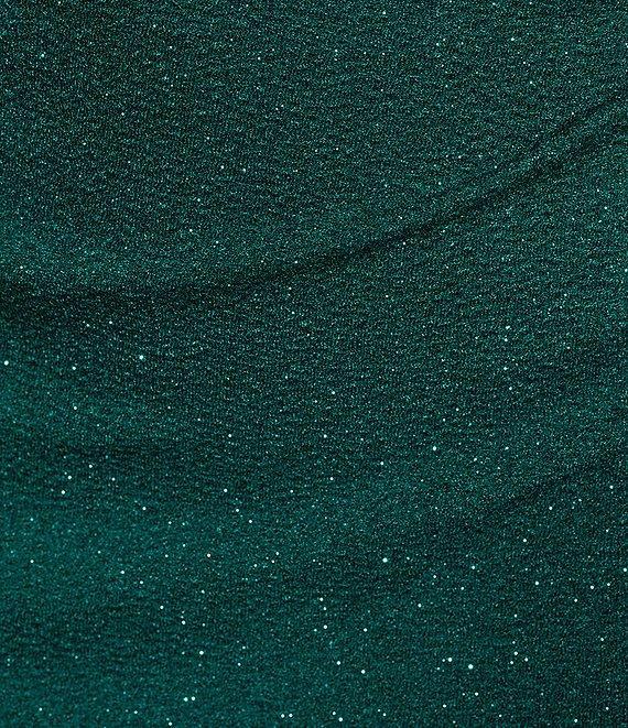 Midnight Doll Glitter Knit V-Neck Rhinestone Strap Side Slit Mini Dress Product Image