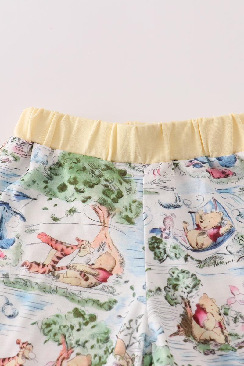 Yellow character print shorts set Product Image