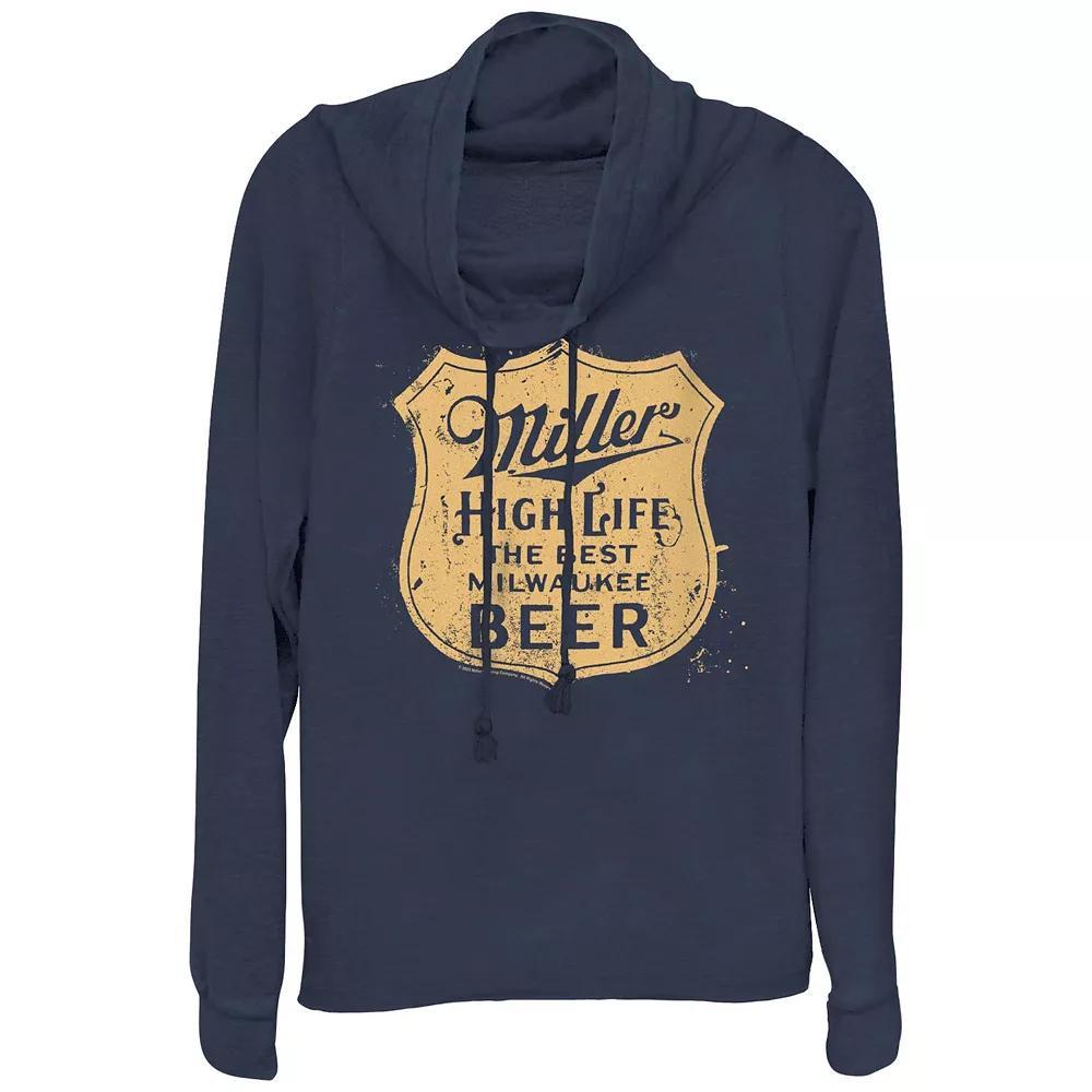 Plus Size Miller High Life Badge Cowlneck Graphic Lightweight Long Sleeve, Women's, Size: 2XL, Blue Product Image