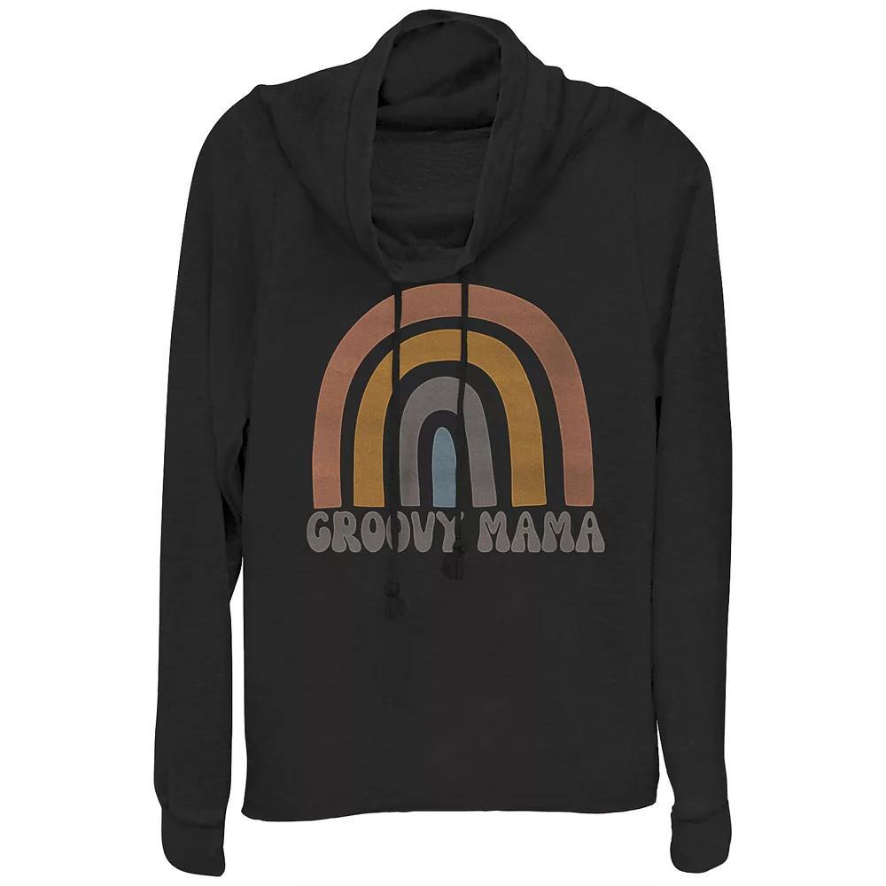 Womens Groovy Mama Cowlneck Graphic Lightweight Long Sleeve Product Image