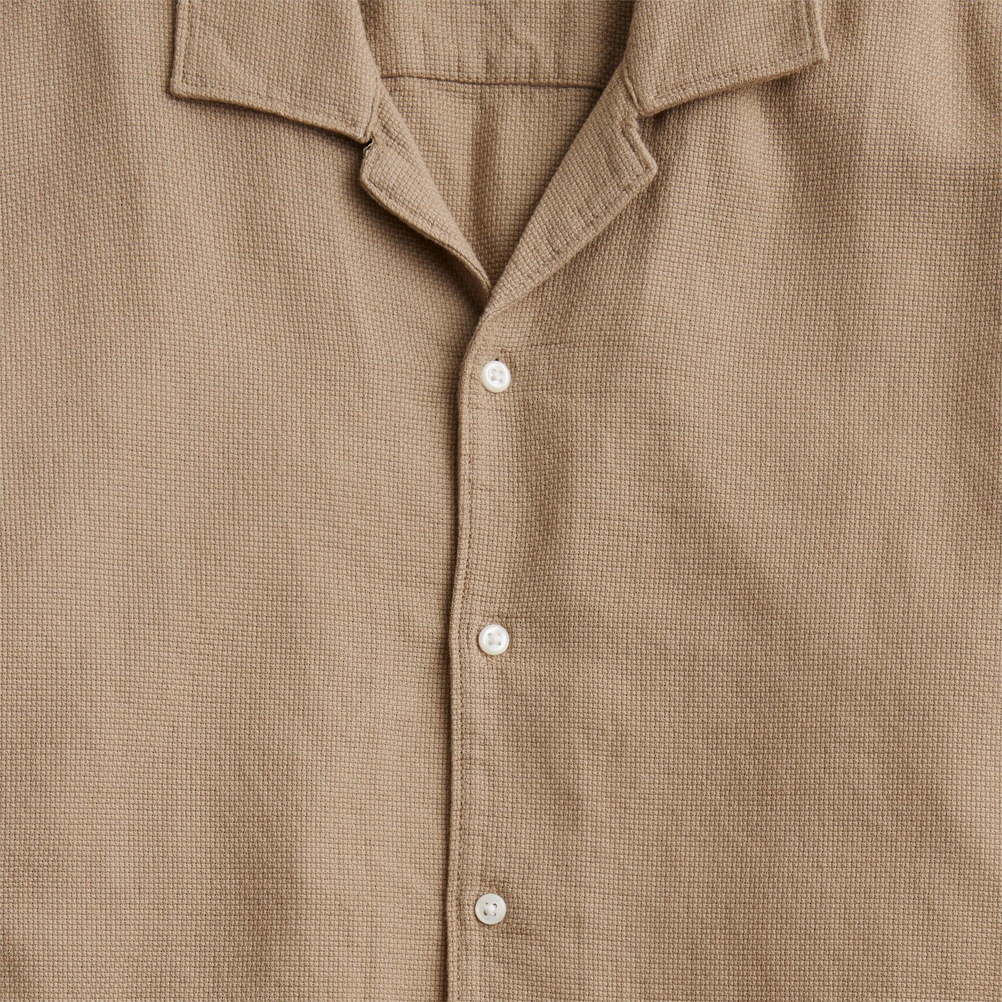 Short-sleeve textured cotton camp-collar shirt Product Image