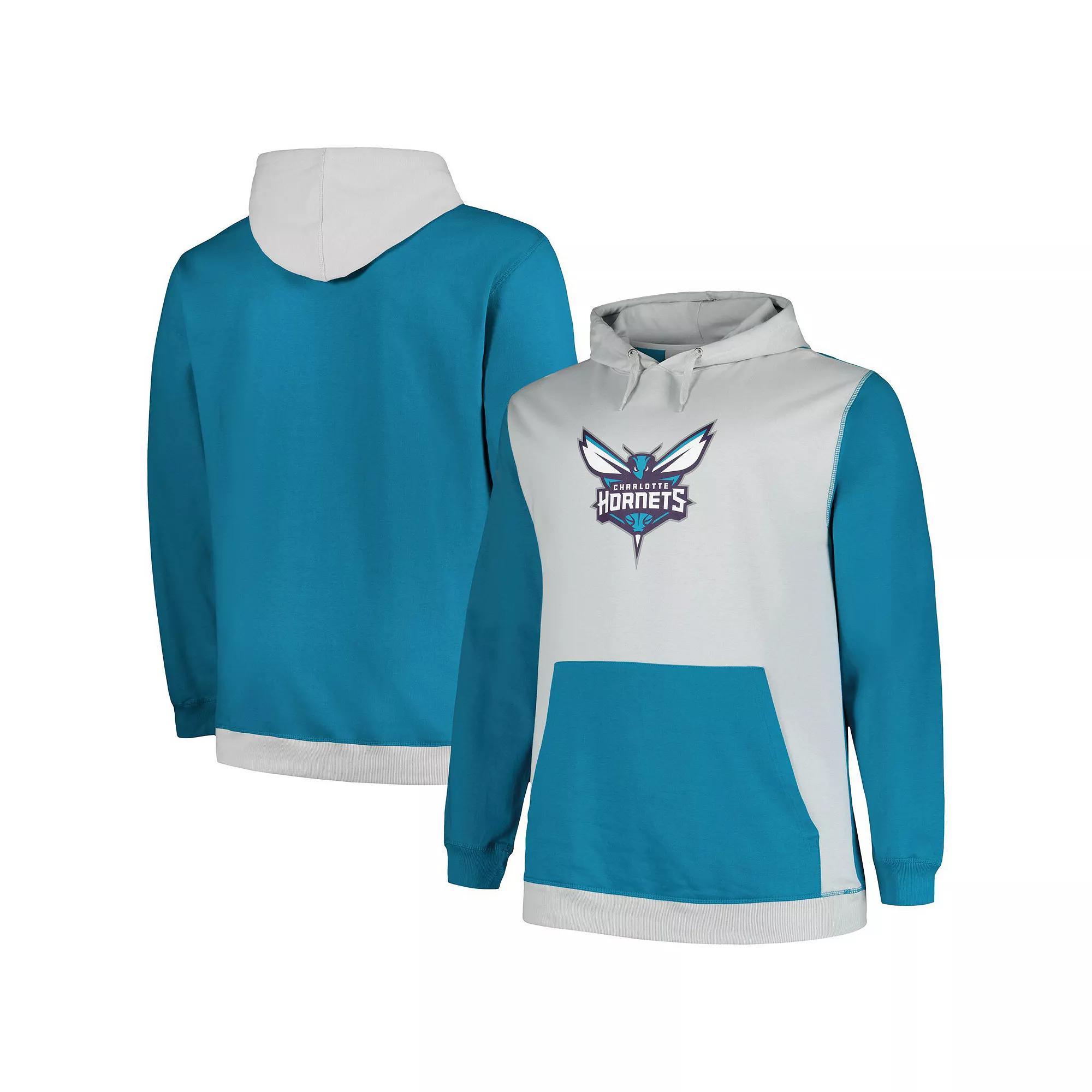 Men's Fanatics Branded  Teal/Silver New Orleans Hornets Big & Tall Primary Arctic Pullover Hoodie, Size: XLT, Nba Blue Product Image