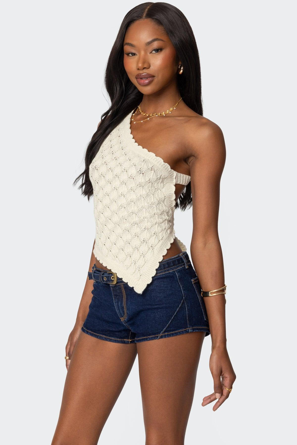 Codi Backless Asymmetric Knit Top Product Image