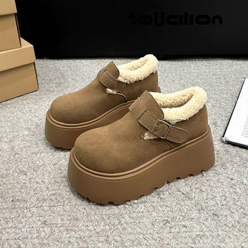 Buckled Fleece-Lined Platform Loafers Product Image