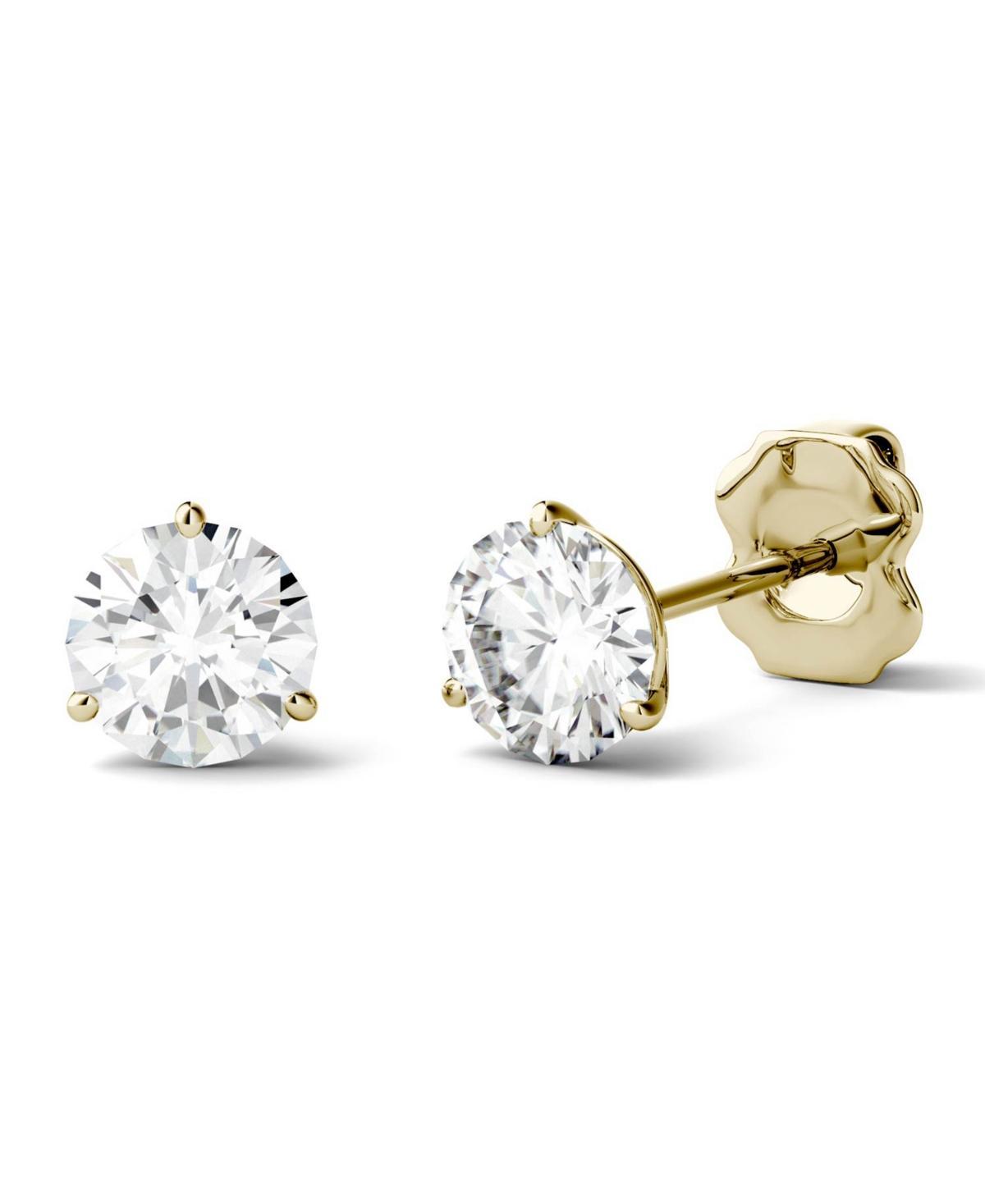 14k Gold 1 Carat T.W. Lab-Created Moissanite Solitaire 3-Prong Stud Earrings, Womens, Yellow Product Image