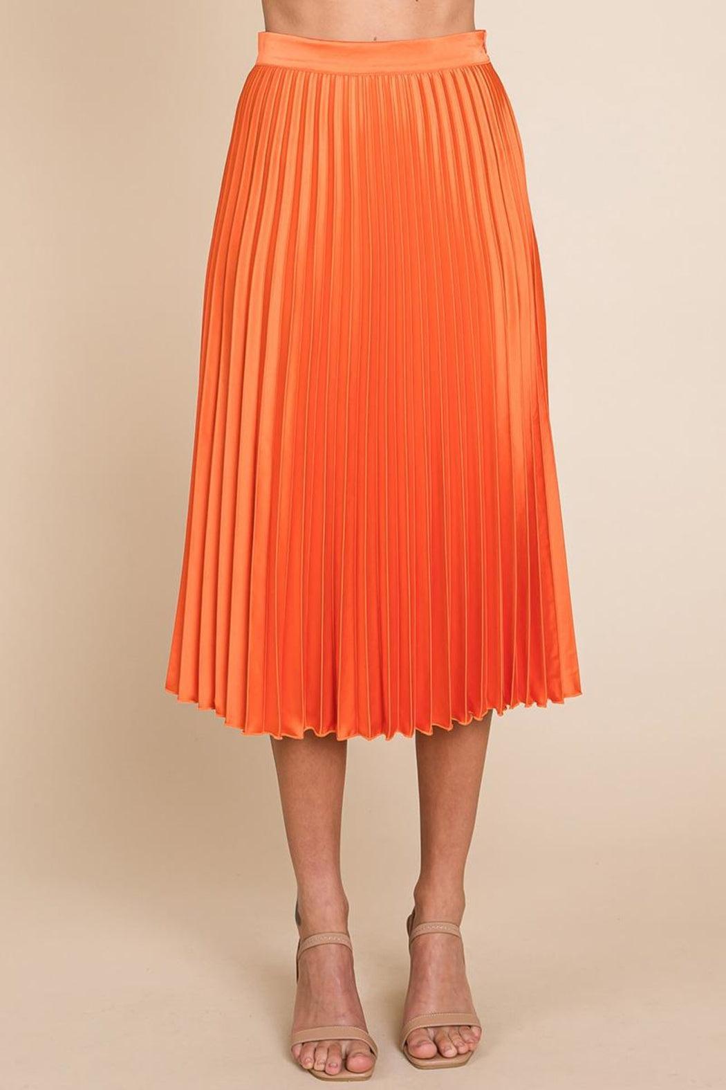 High Waisted Pleated Midi Skirt Product Image