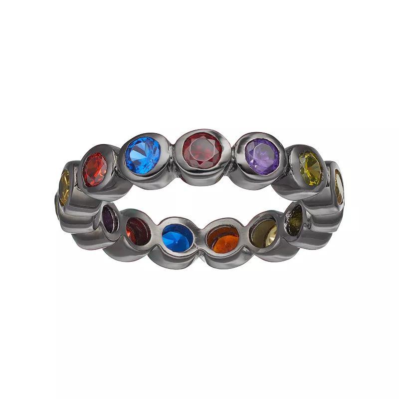 Sophie Miller Sterling Silver Lab-Created Blue Spinel & Cubic Zirconia Ring, Womens Multicolor Product Image