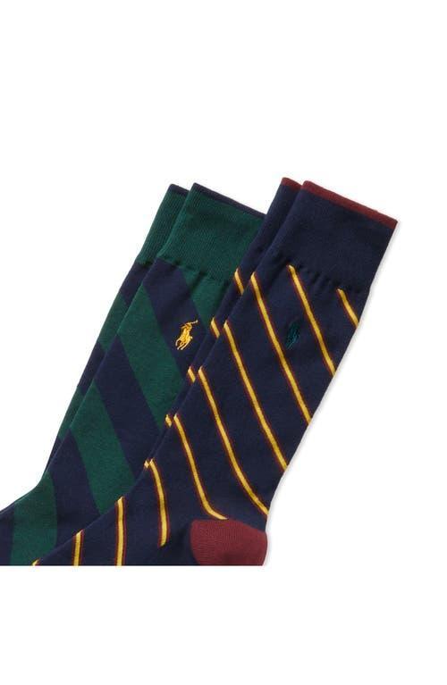 Assorted 2-pack Diagonal Stripe Dress Socks In Navy Product Image