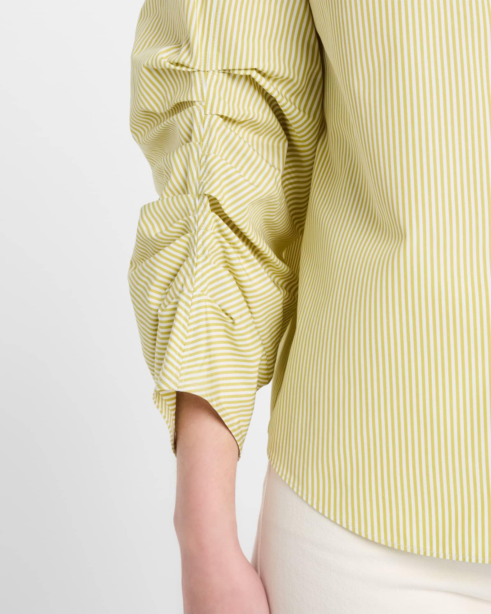 Ruched-Sleeve Button-Down Shirt Product Image