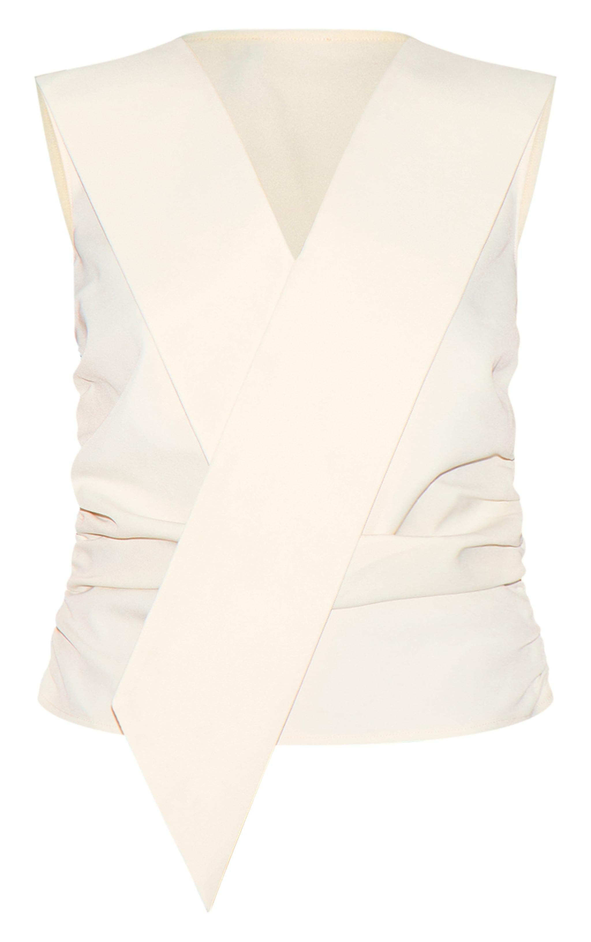  Cream Woven Asymmetric Fitted Vest Product Image