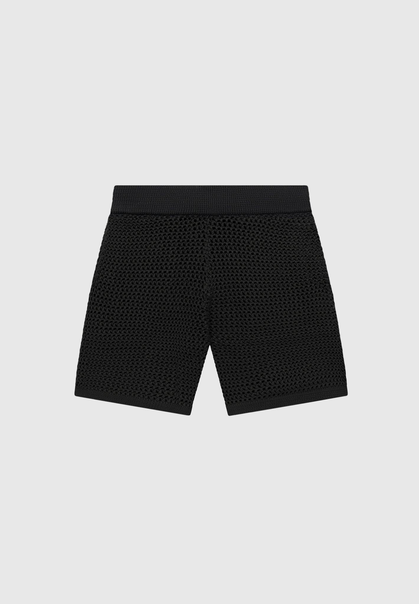 Crochet Knit Shorts - Black Male Product Image