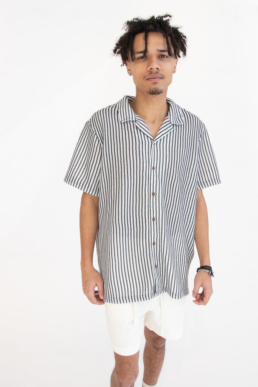 Mini Zigzag Knit Button Up Shirt Product Image
