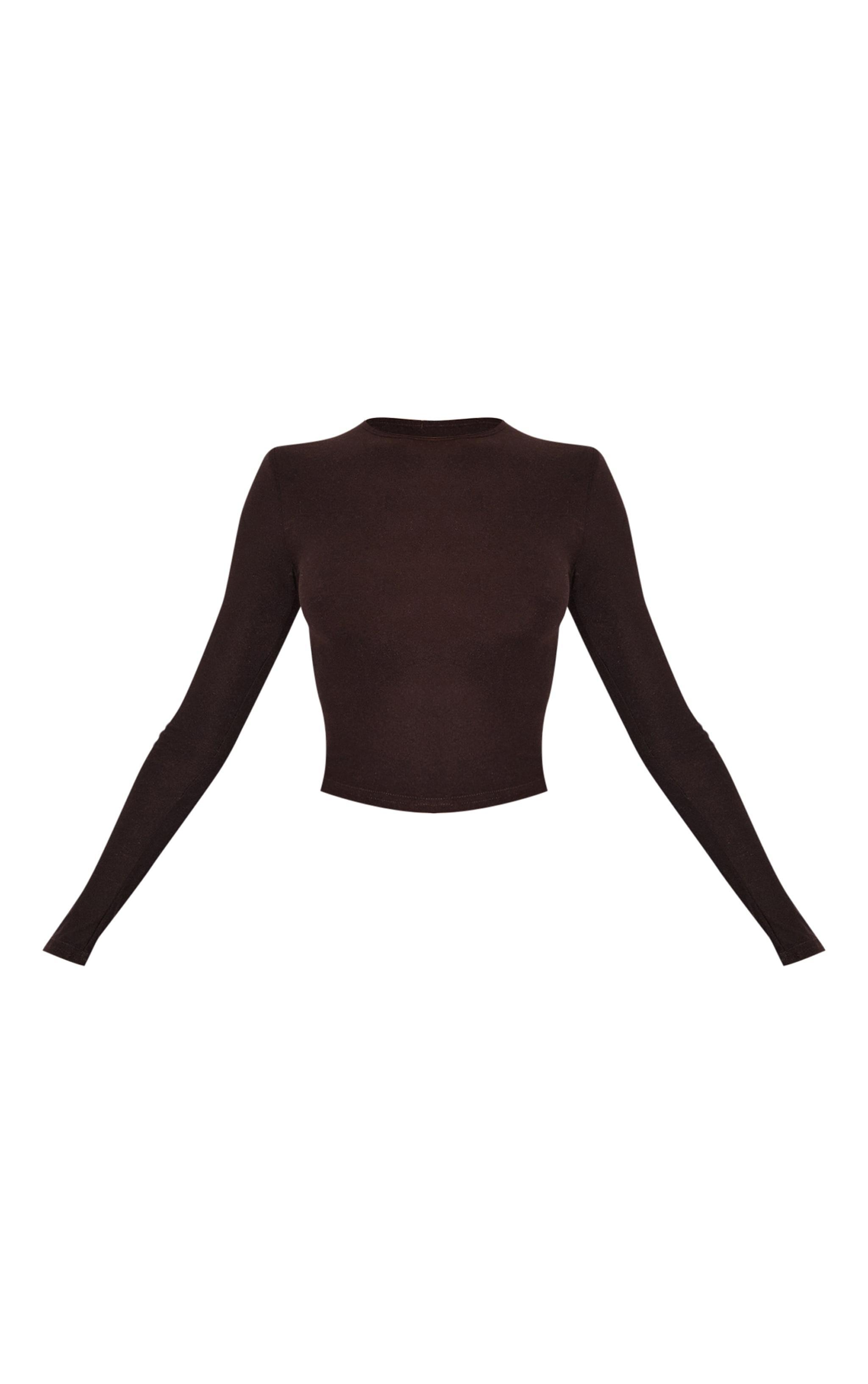  Chocolate Soft Touch Longline Sleeve Top Product Image