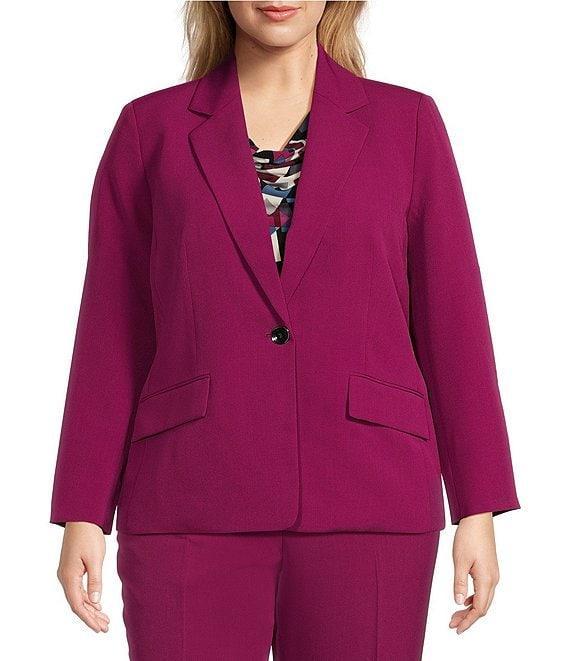 Kasper Plus Size Stretch Crepe Notch Collar Long Sleeve Blazer Product Image
