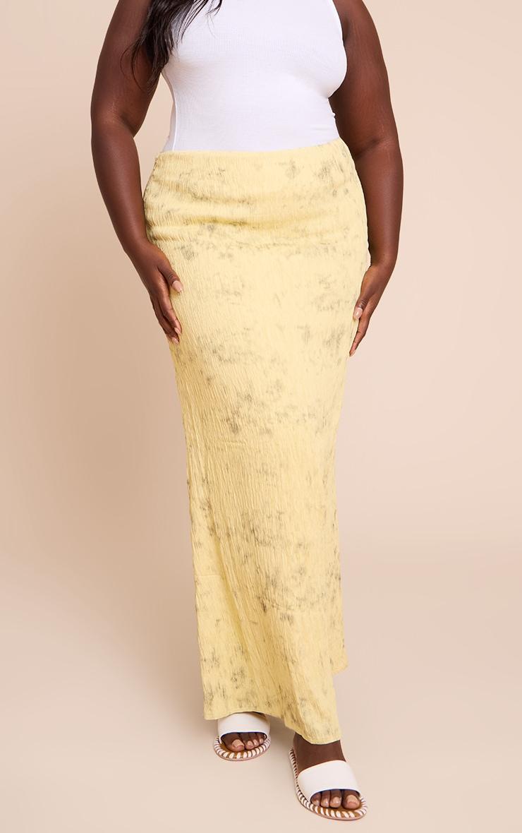 Plus Lemon Textured Printed Maxi Skirt Product Image