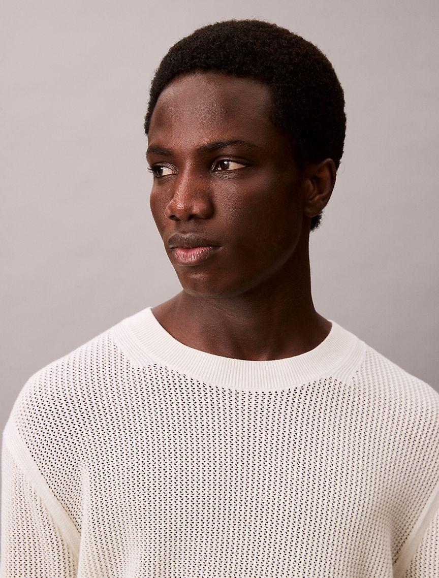 Cotton Mesh Relaxed Sweater Product Image