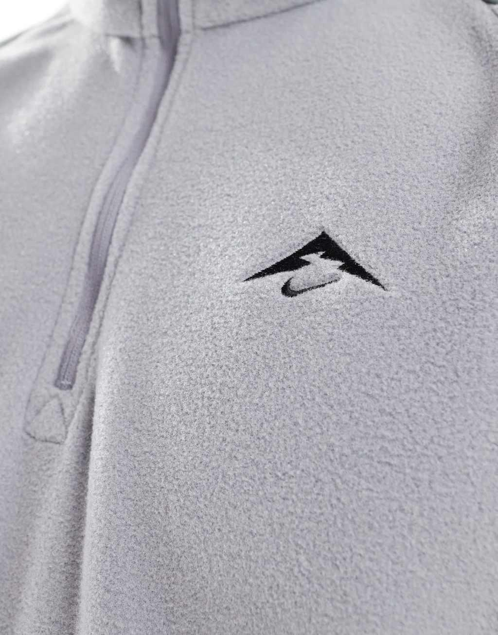 Nike Running Trail Polartec half zip fleece in gray Product Image