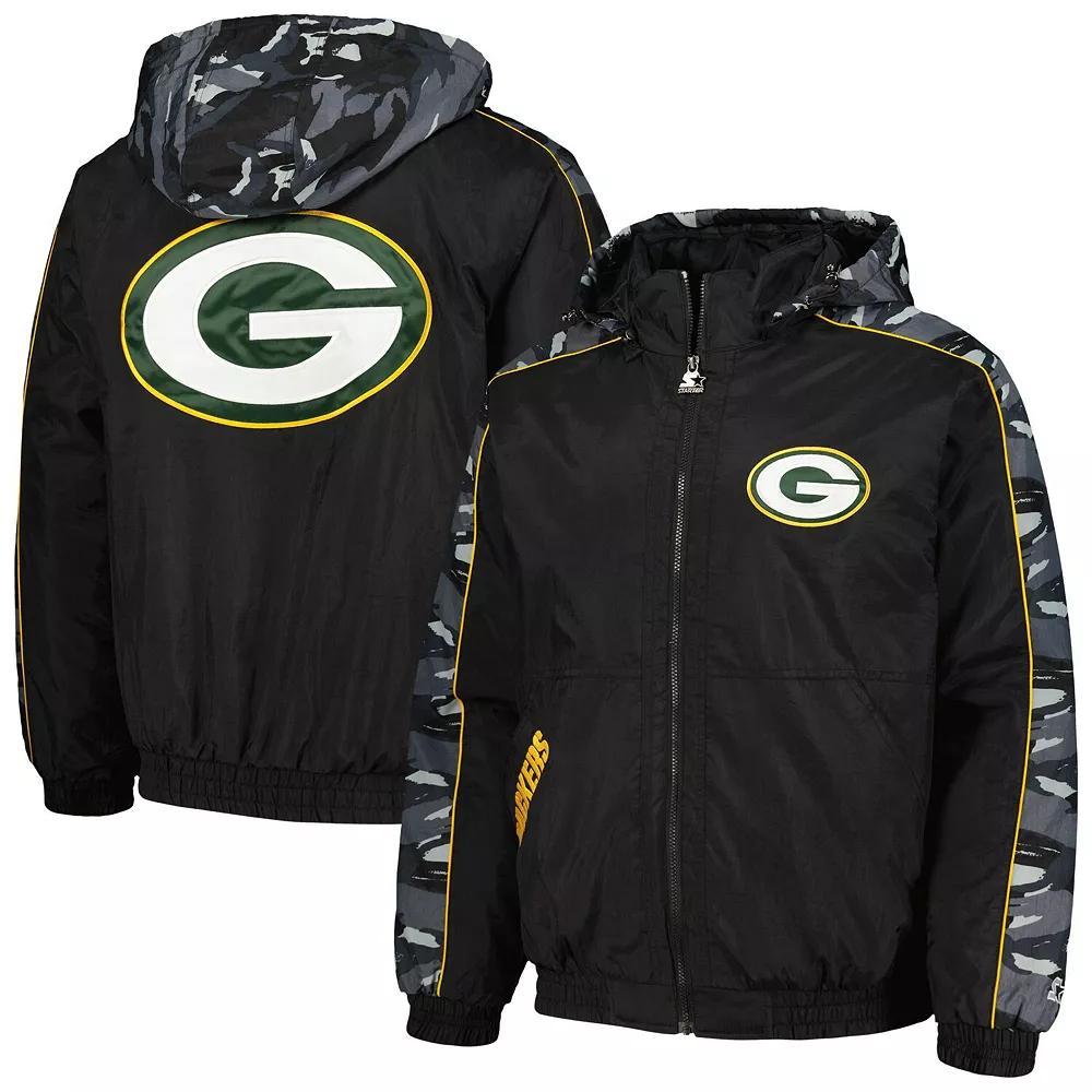 Men's Starter Black Green Bay Packers Thursday Night Gridiron Full-Zip Hoodie,  Product Image