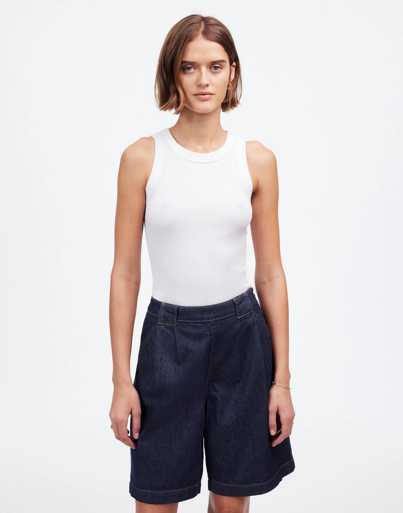 Pleated Denim Trouser Short in Essex Wash Product Image