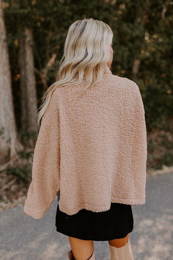 Bonfire Feels Sherpa Denim Jacket in Iced Latte Product Image