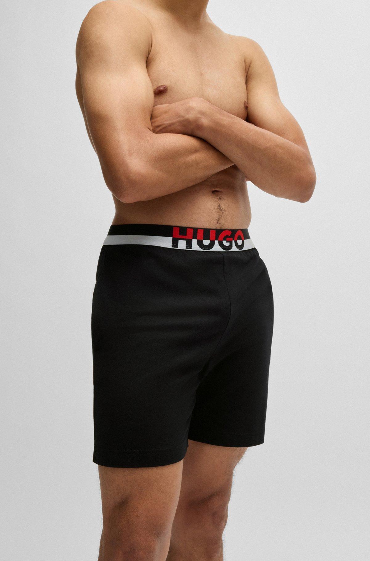 Stretch-cotton pajama bottoms with color-blocked waistband Product Image