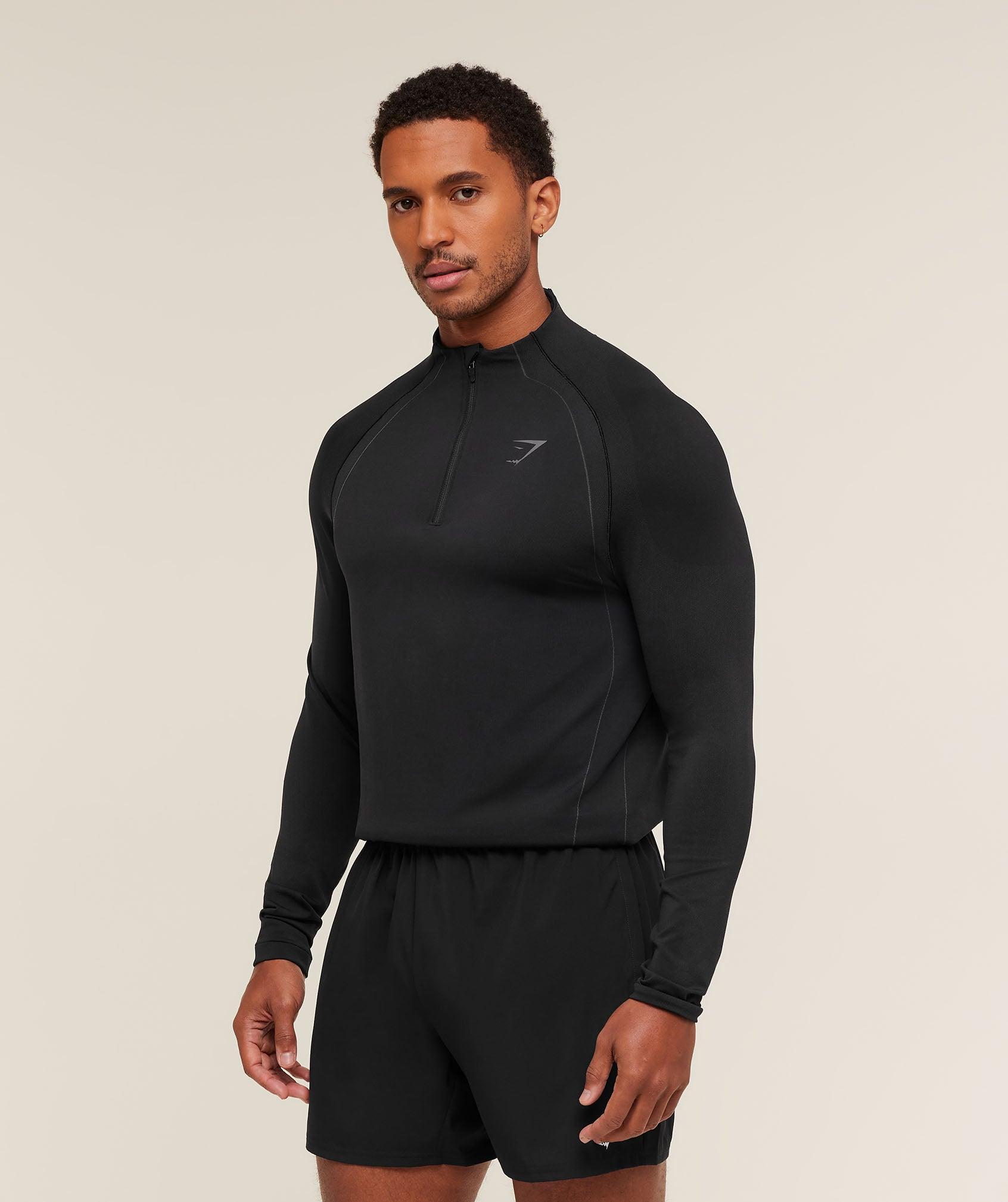 Gymshark Apex Seamless 1/4 Zip - Black/Dark Grey Male Product Image