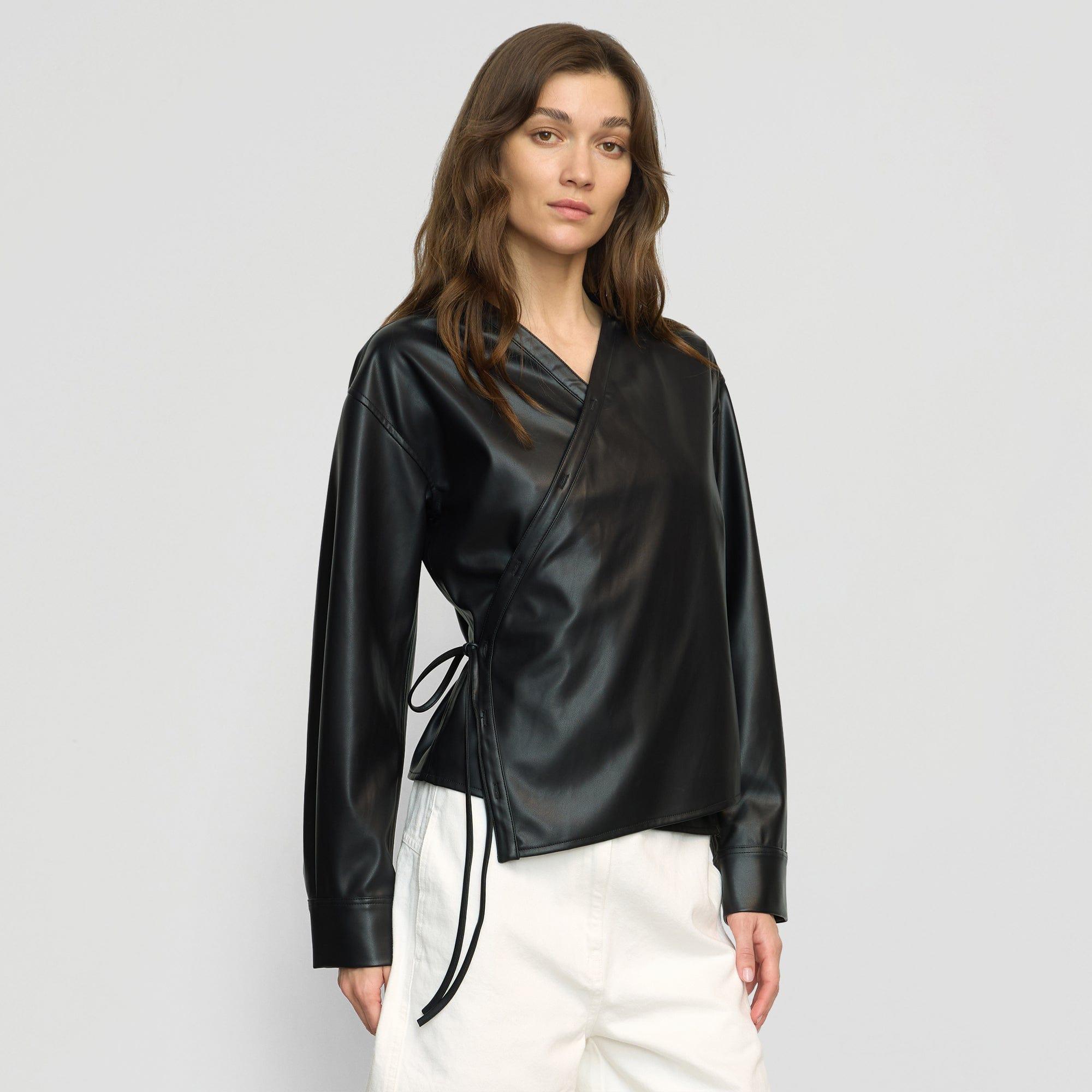 Sarit Vegan Leather Wrap Top Product Image