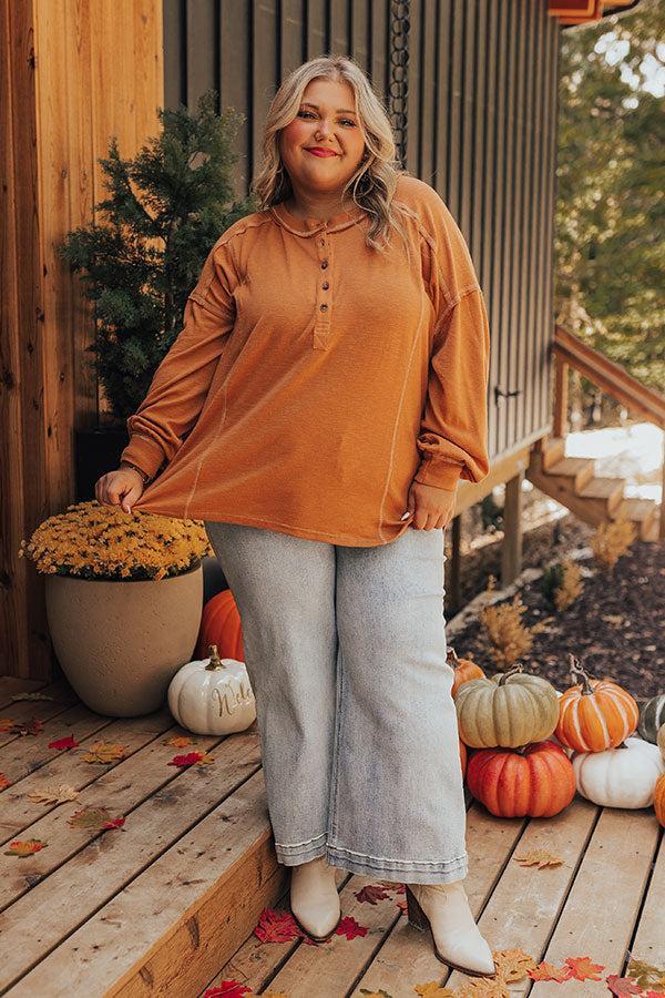 Cafe Cutie Henley Tee in Rust Curves Product Image