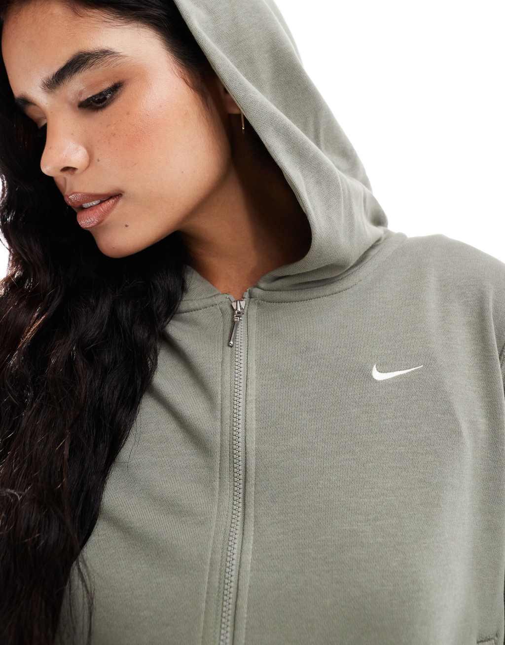 Nike French Terry zip up hoodie in gray Product Image