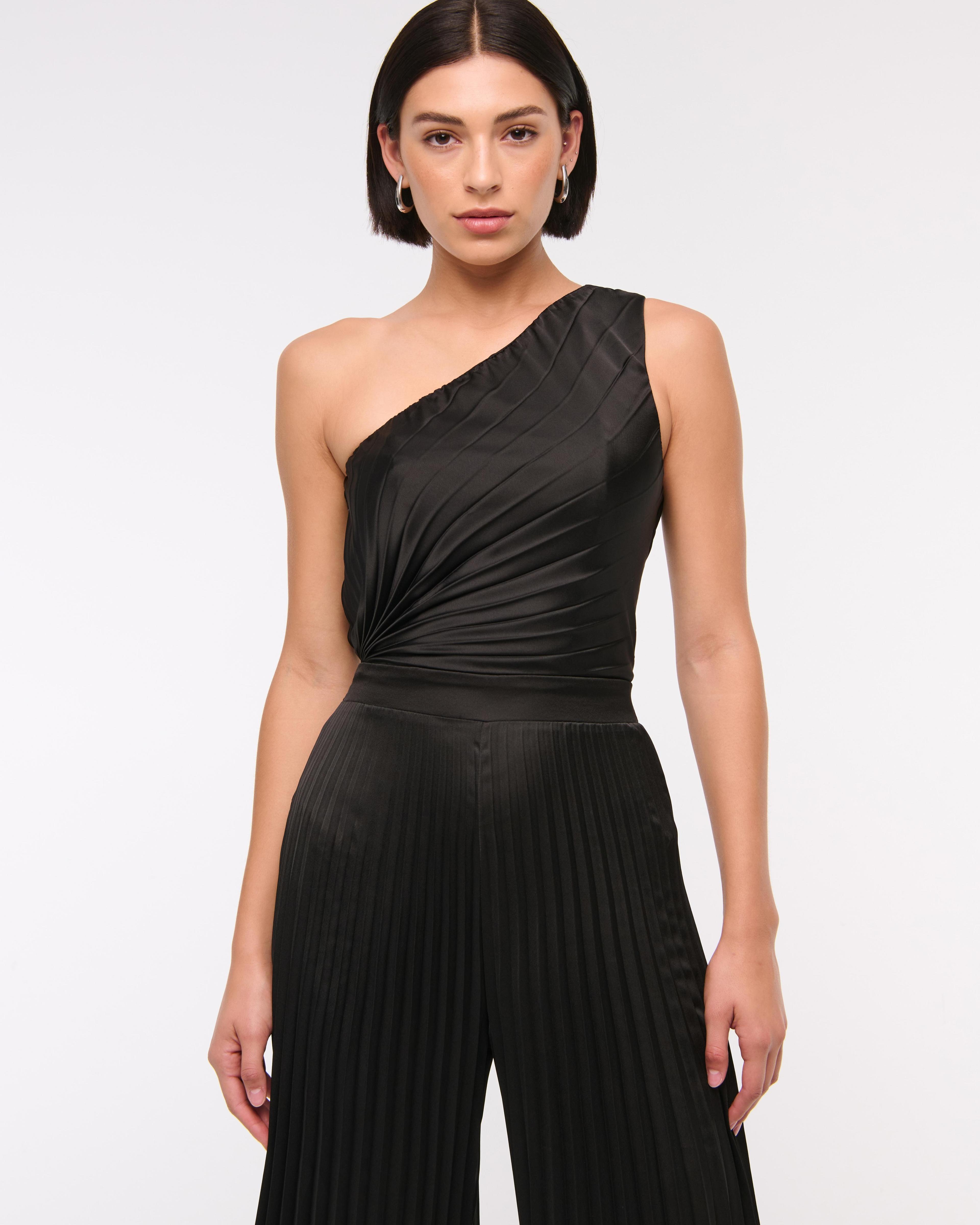 The A&F Giselle Pleated One-Shoulder Jumpsuit Product Image