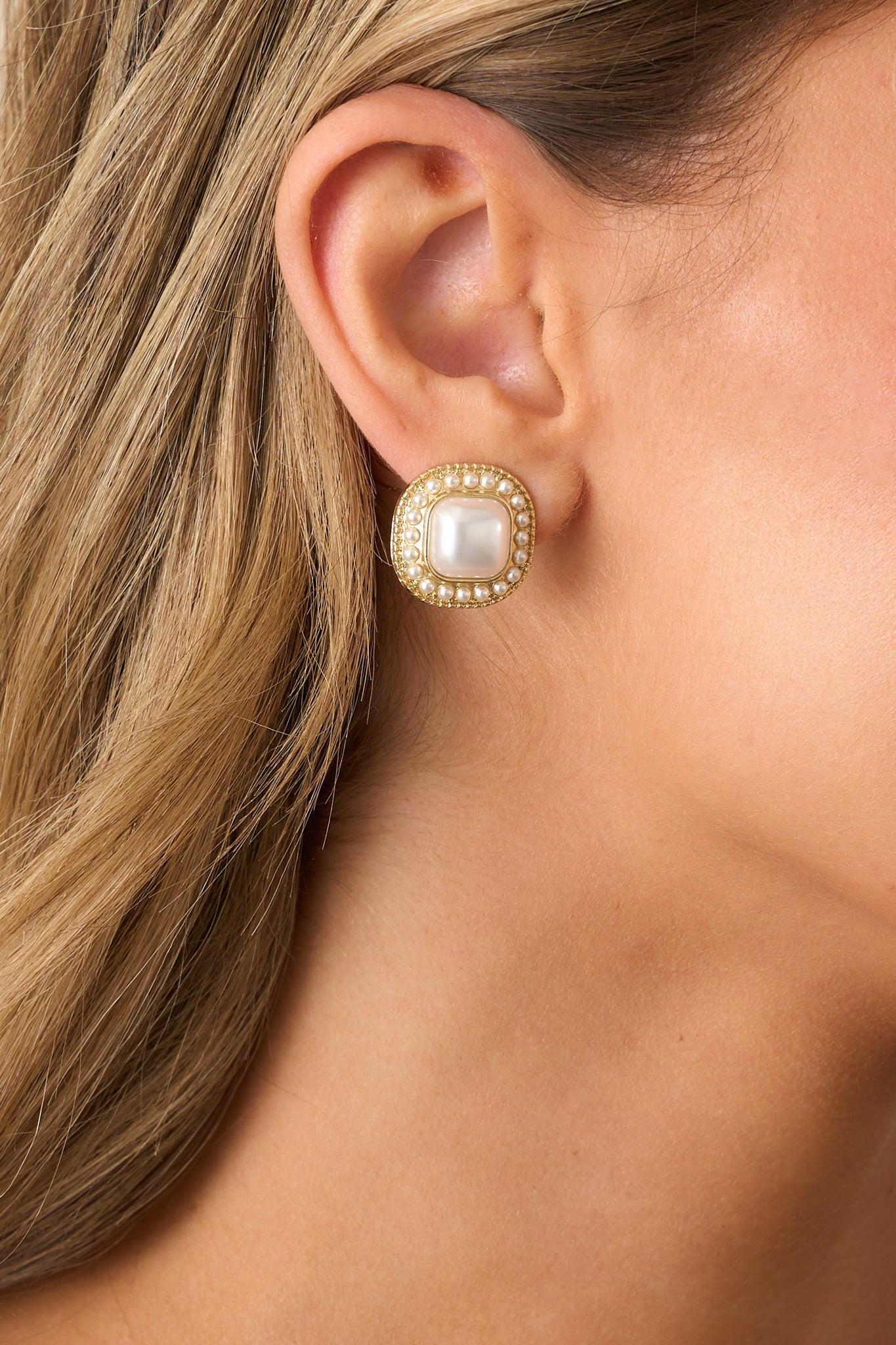 A Day At The Vineyard Gold & Ivory Faux Pearl Earrings Product Image