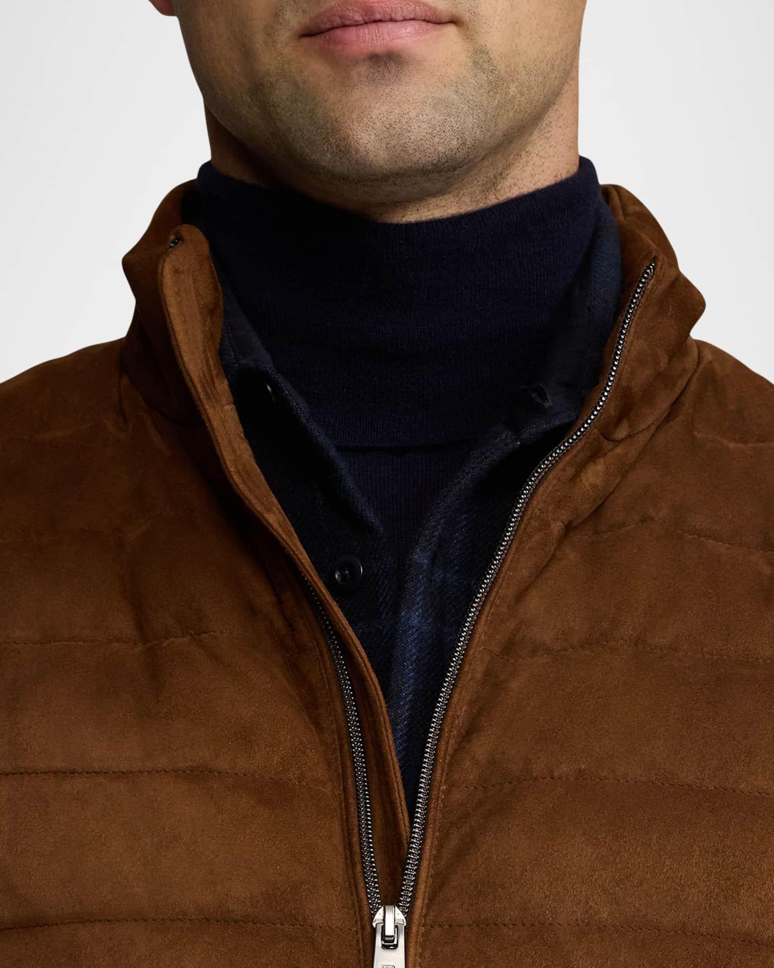 Men's Quilted Suede Down Vest Product Image