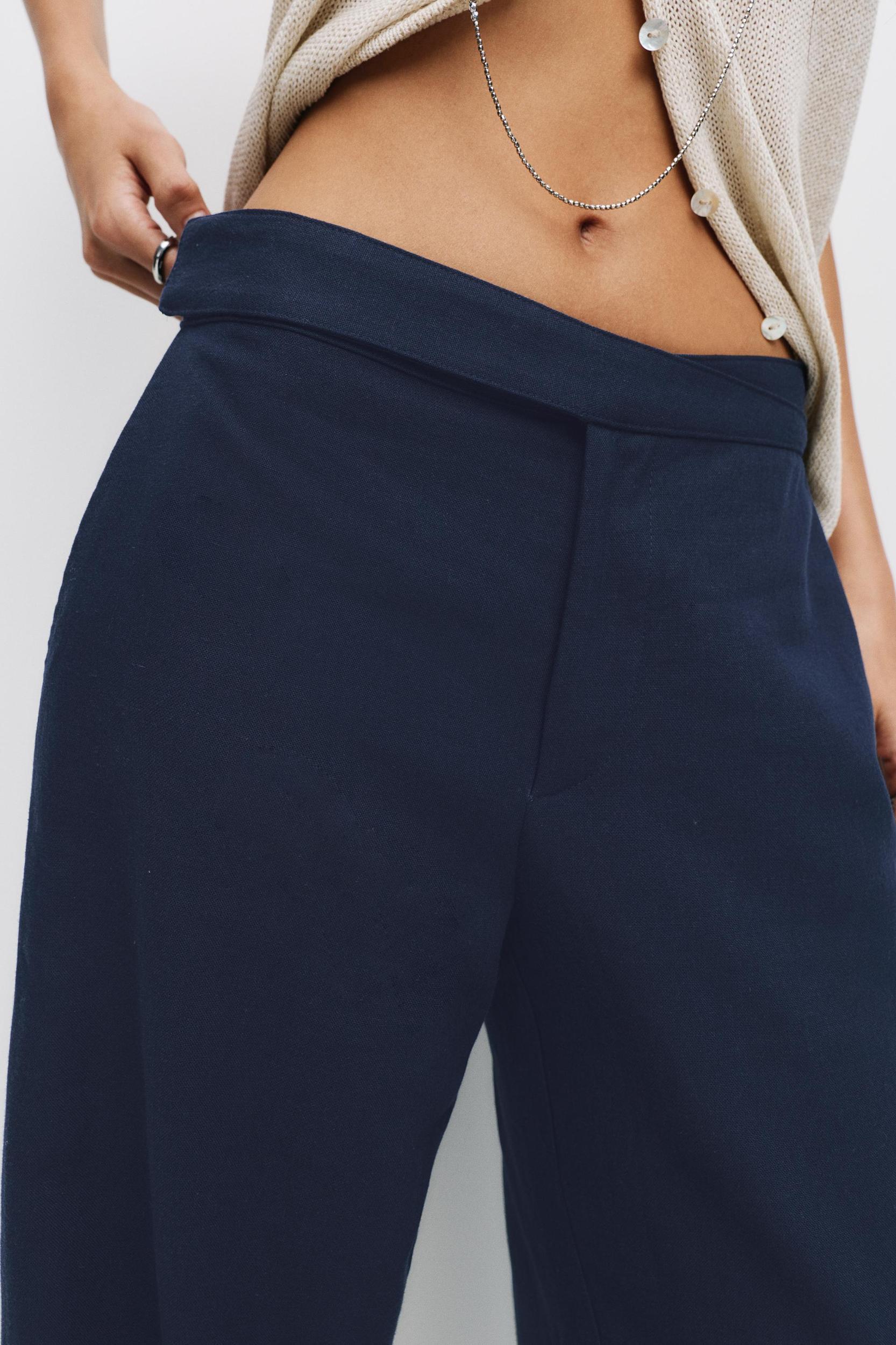 Straight linen-blend pants Product Image