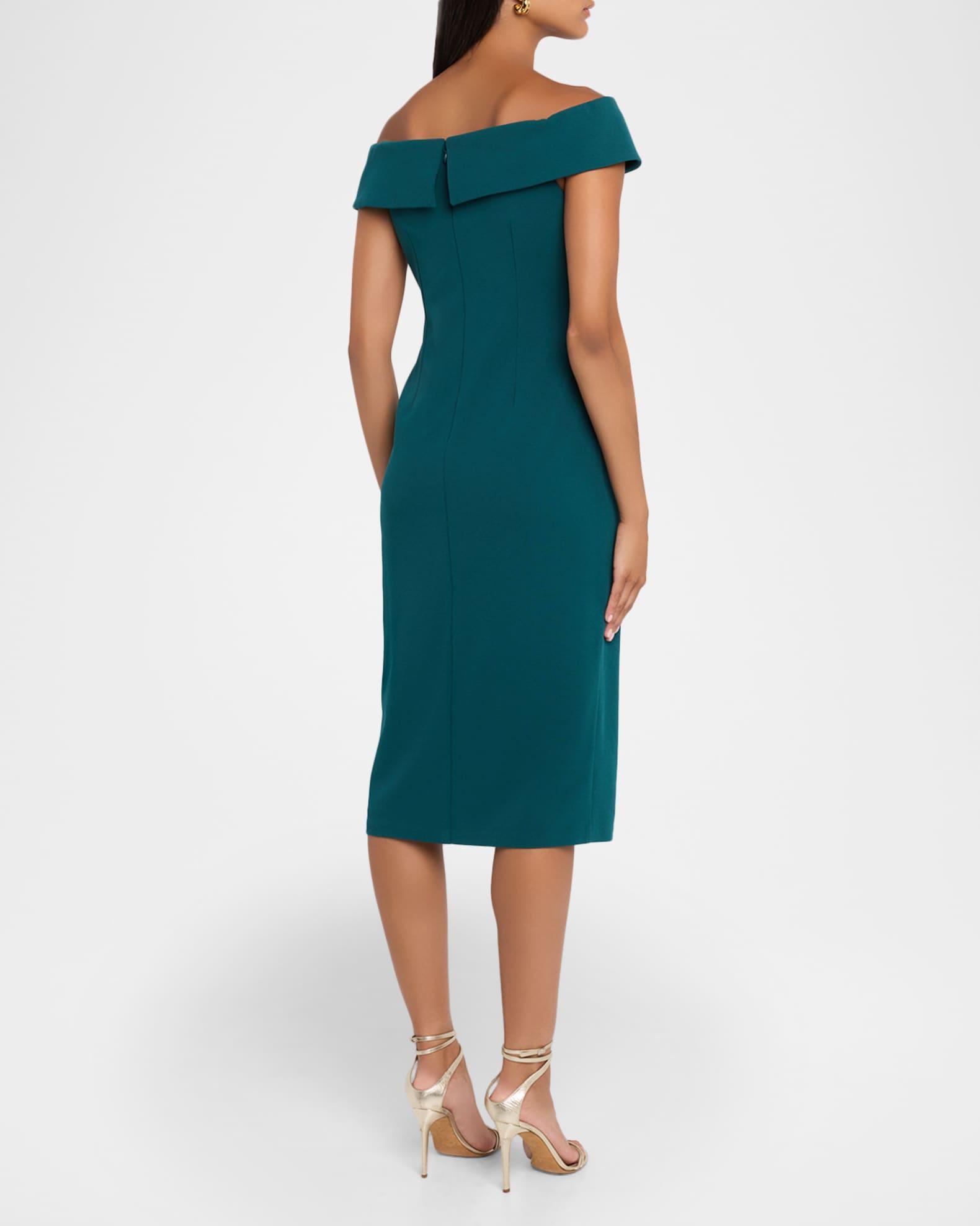 Off-Shoulder Applique Crepe Midi Dress Product Image