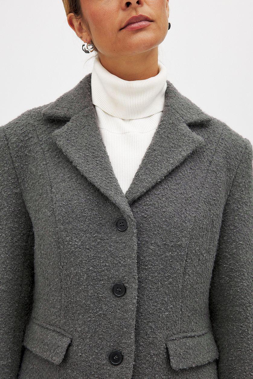 Wool Blend Short Blazer Grey Product Image