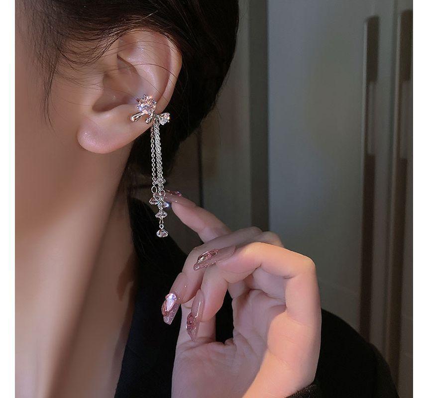 Rhinestone Fringed Alloy Cuff Earring Product Image