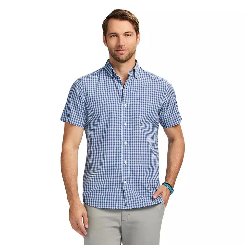 Men's IZOD Breeze Short Sleeve Button Down Shirt, Size: XL, Blue Plaid Product Image