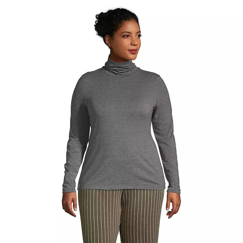 Plus Size Lands End Lightweight Fitted Long Sleeve Turtleneck, Womens Product Image