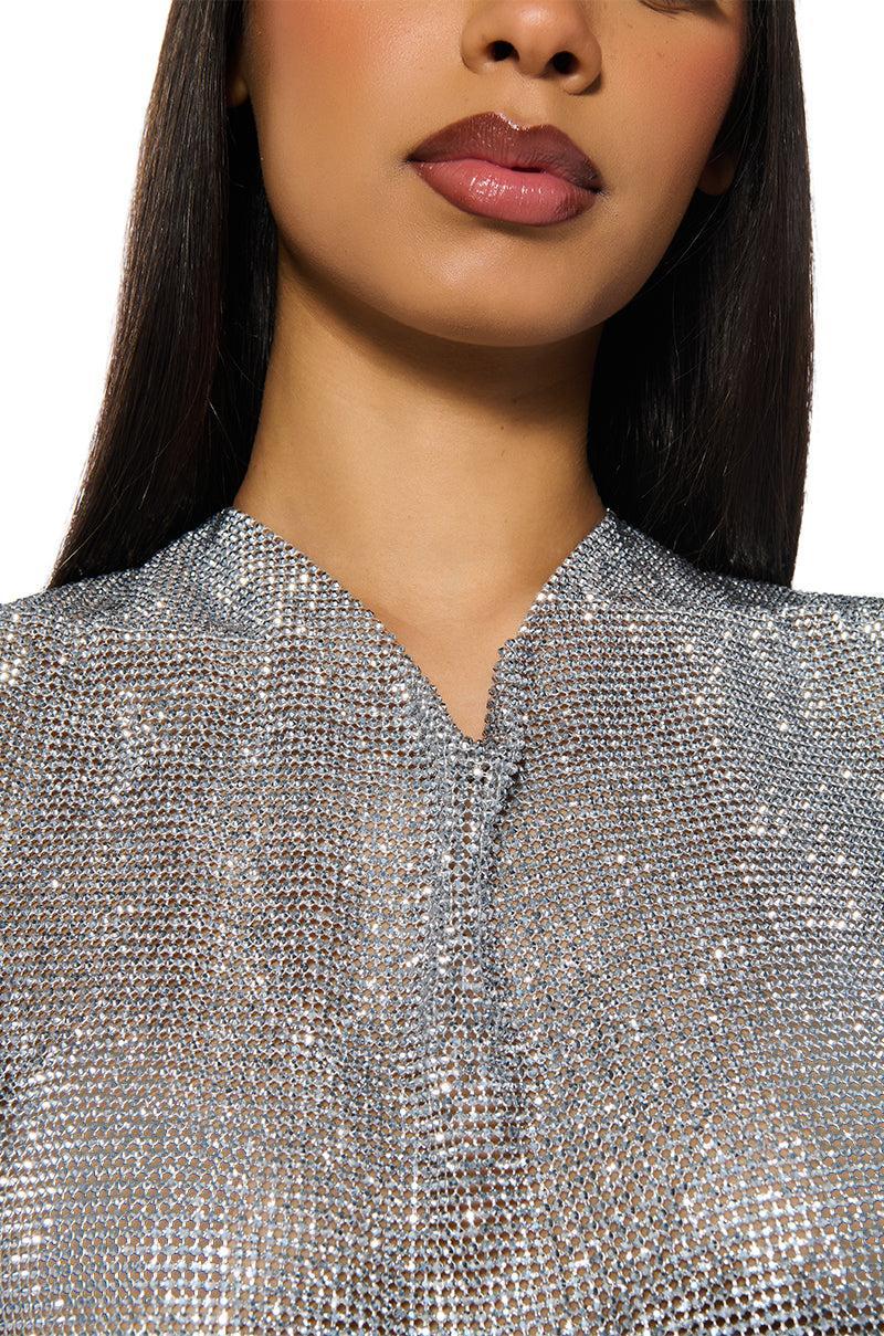 GLISTEN OPEN BACK RHINESTONE CHAIN MAIL TOP Product Image