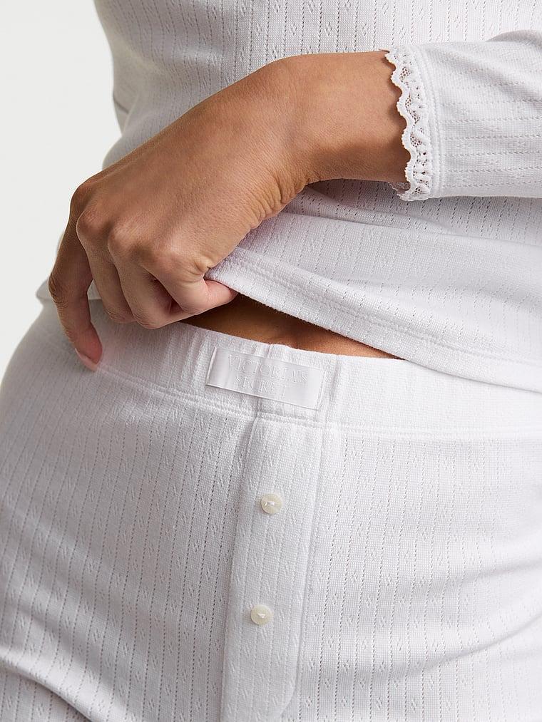 Pointelle Modal Long-Sleeve Scoop Top & Shortie Set Product Image