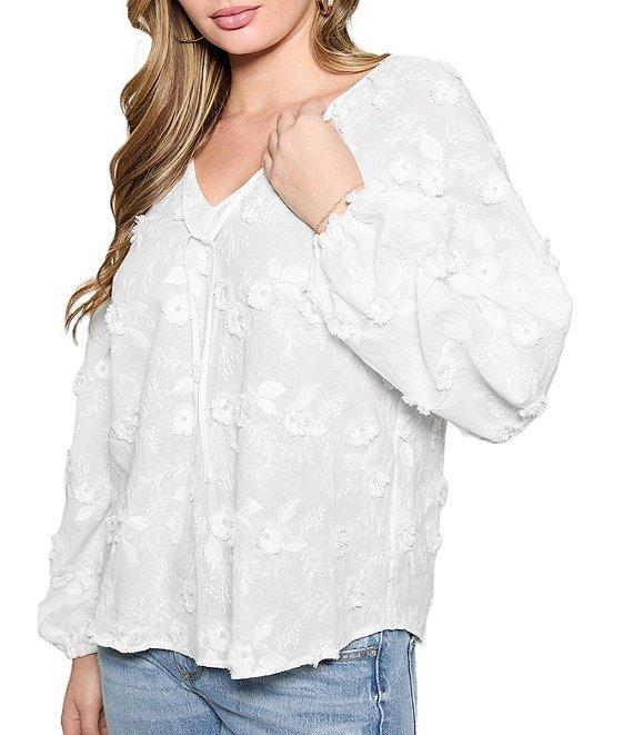 Guess Pelari Floral Applique Puffed Long Sleeve Top Product Image