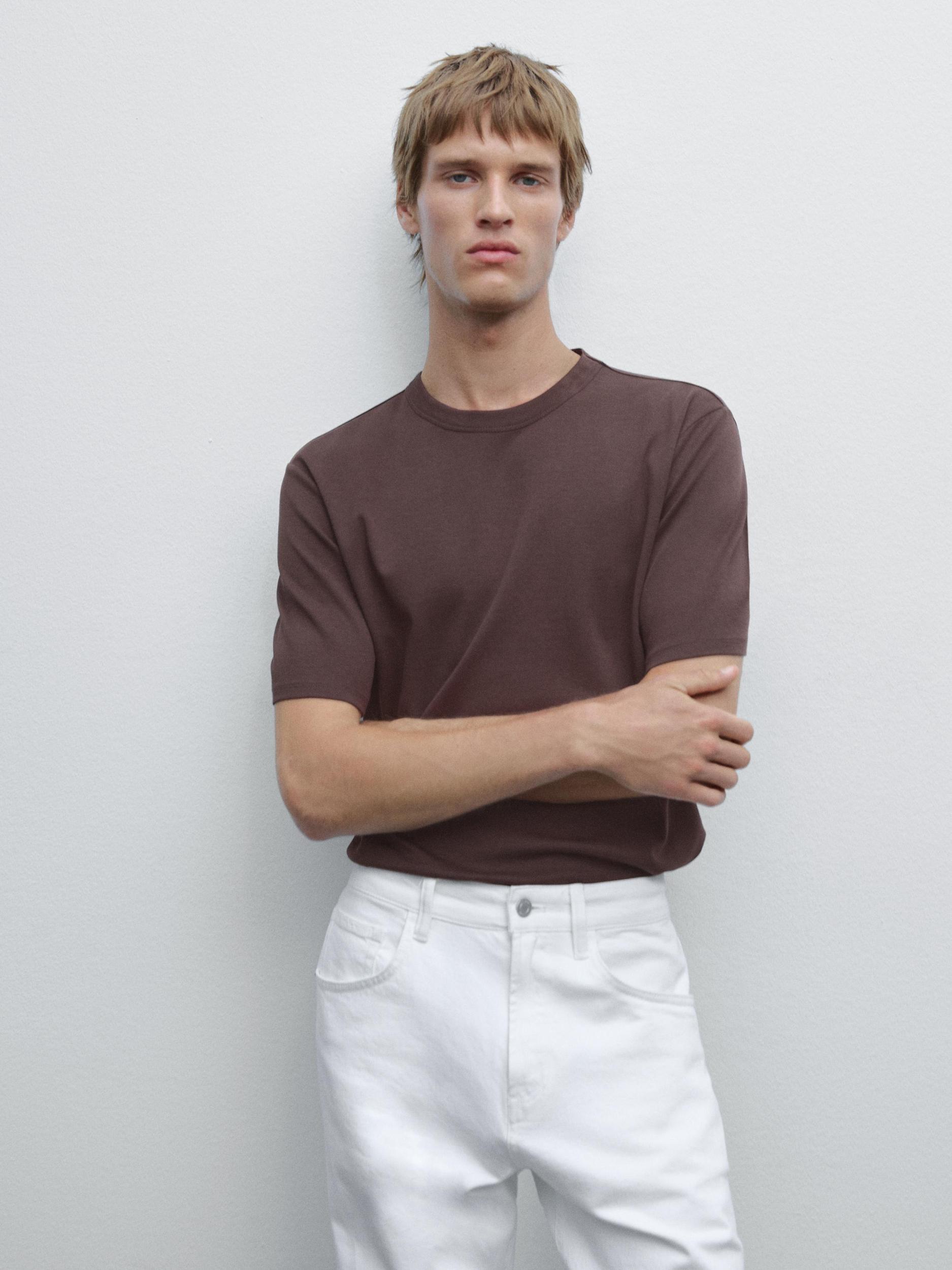 Short sleeve knit wool blend T-shirt Product Image