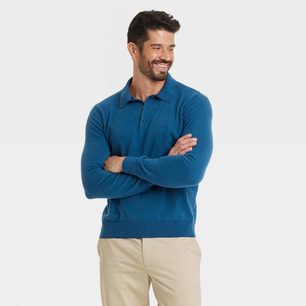 Mens Polo Collared Pullover Sweater - Goodfellow & Co Frosted Sage Product Image