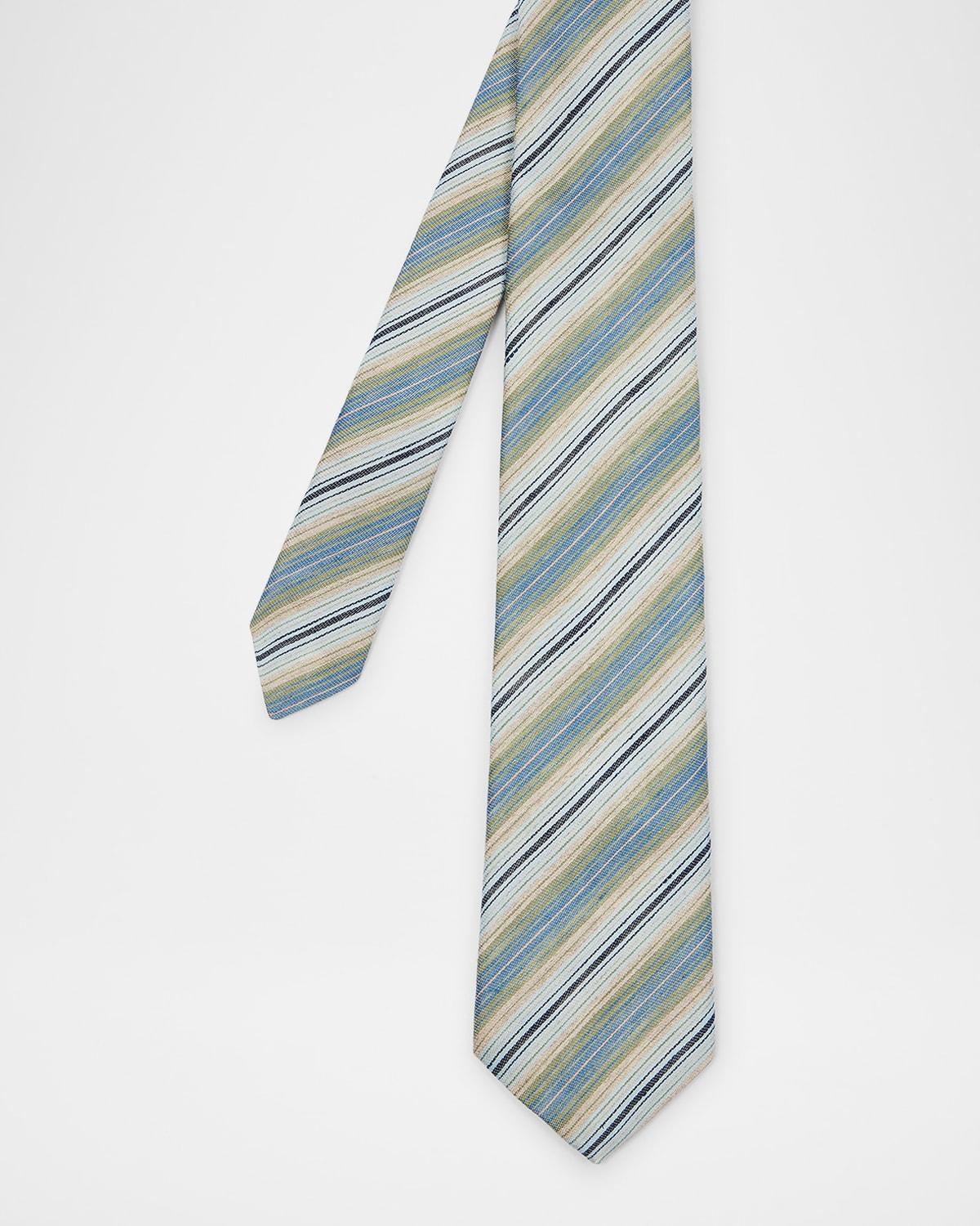 Men's Linen and Silk Pencil Stripe Tie Product Image